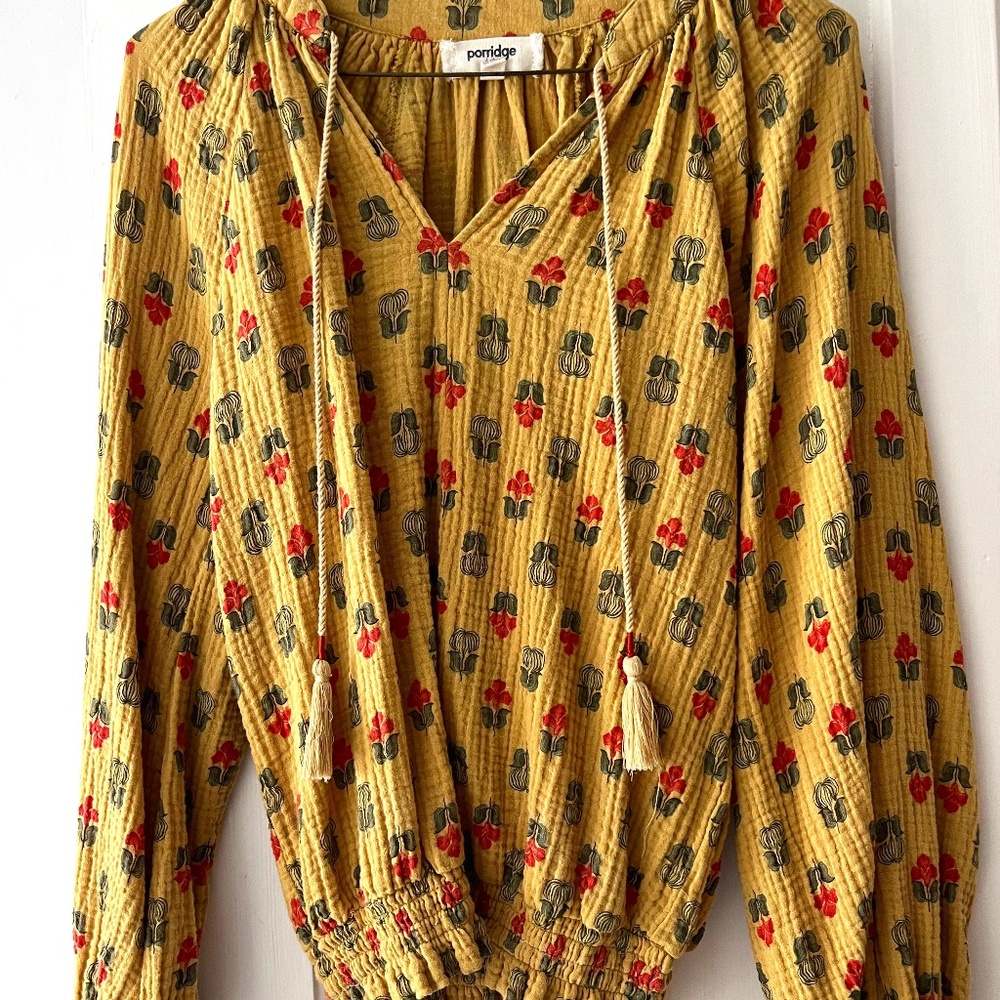 Anthropologie Porridge Block Print Blouse